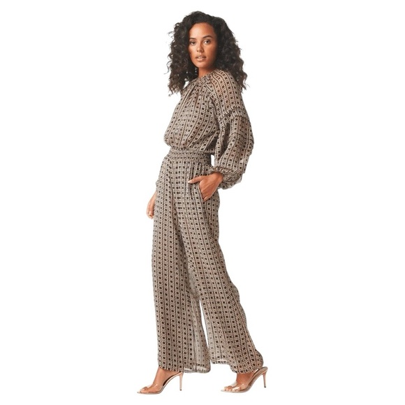 NWT MISA Los Angeles Freda Wide Leg Pant in Lattice Tile Print - Picture 3 of 6